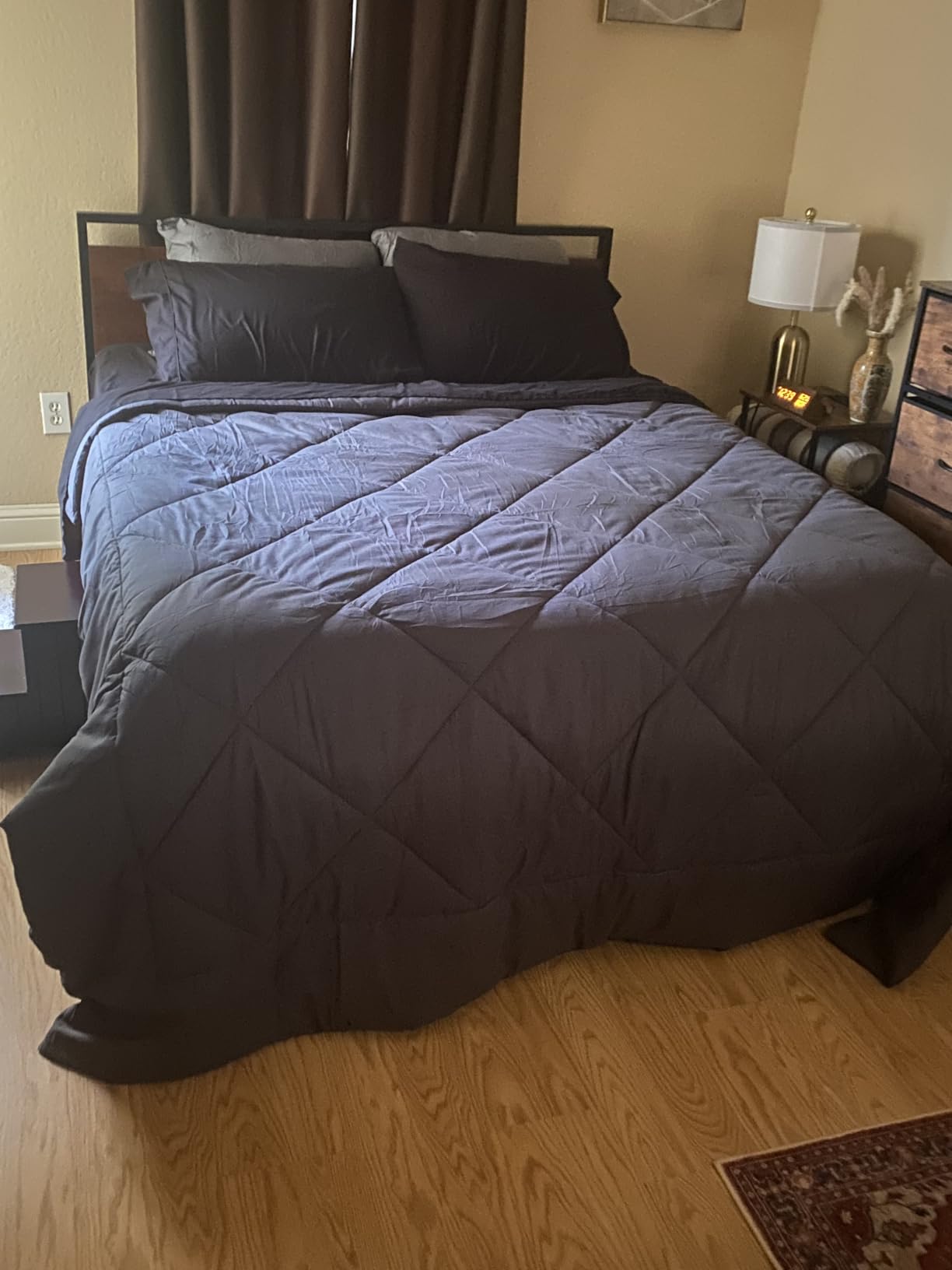 CozyLux Queen Comforter Set Dark Grey - Bed in a Bag Queen Size 7 Pieces, Luxury Soft Bed Set for All Seasons, Bedding Set with Comforter, Sheets, Pillowcases & Shams customer photo 2