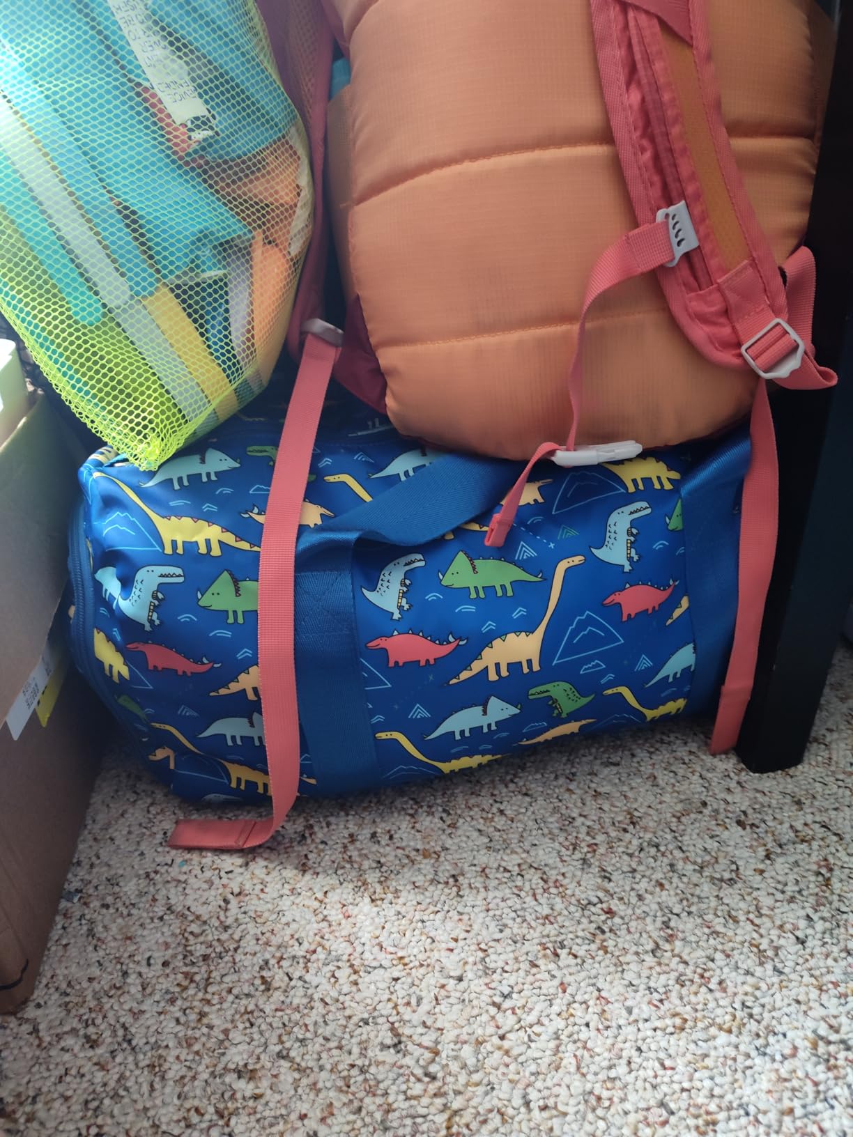 CAMTOP Kids Duffel Overnight Bag Boys Girls Toddler Weekender Carry-On Personalized Tote for Travel Gym Sport (Dinosaur-Dark Blue) customer photo 1