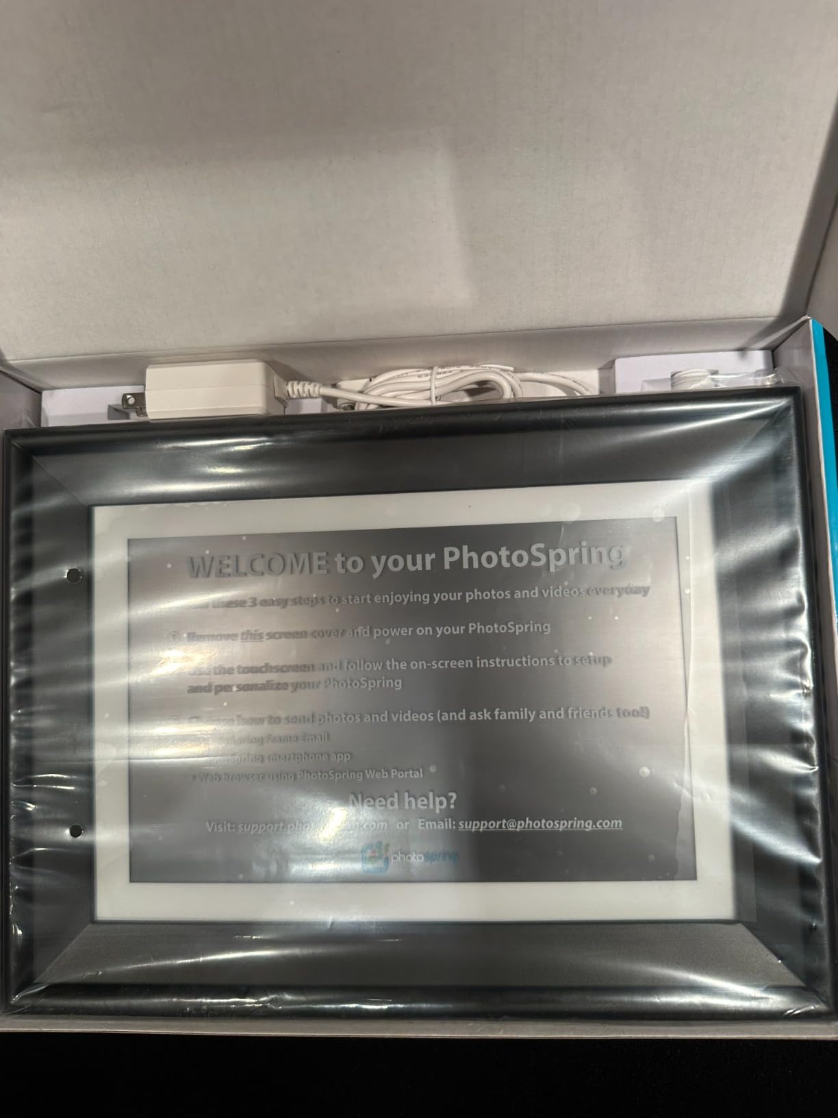 PhotoSpring No Subscription, 10in WiFi Digital Picture Frame, Email App Web, USA Company, 32gb Touch Screen, Play Videos up to 5min customer photo 1