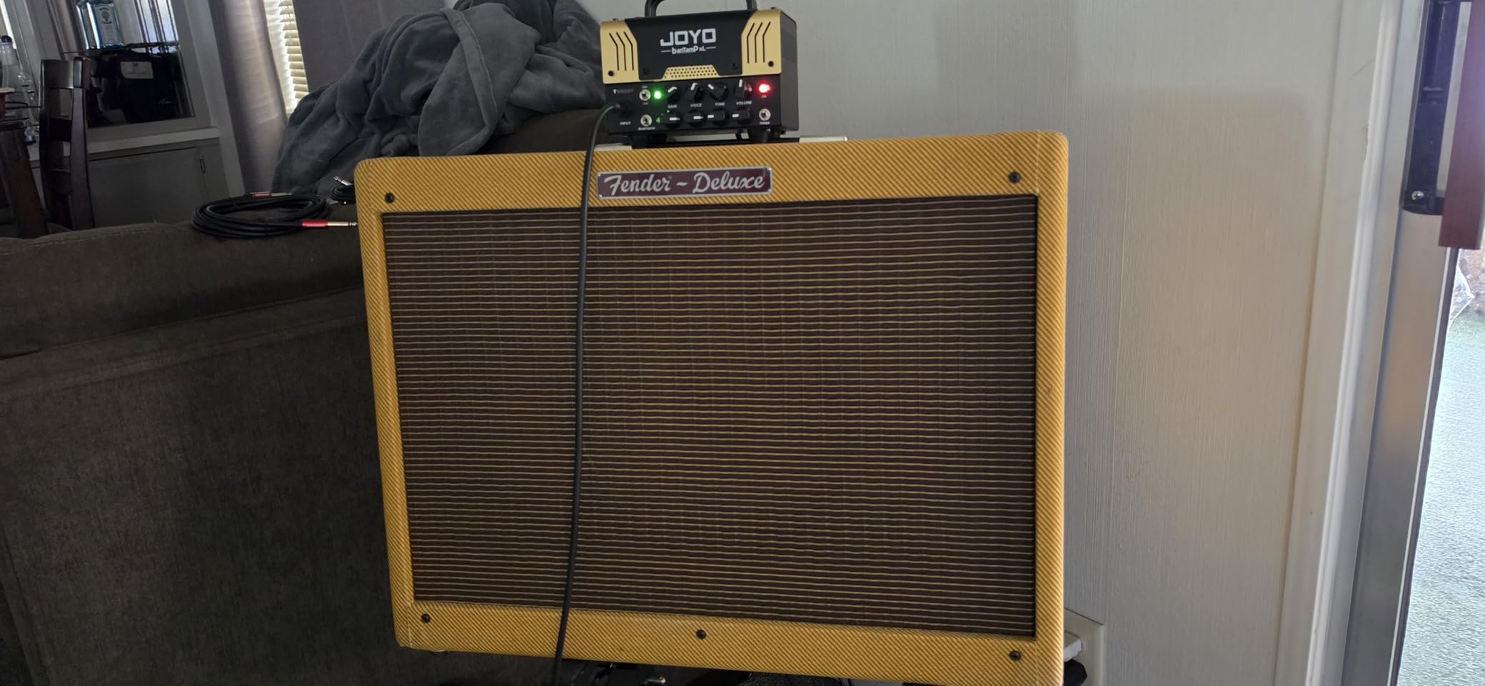JOYO 20W Guitar Amp Head Dual Channel Hybrid Tube Preamp with 12AX7, Voice Mid Control, FX Loop, Bluetooth Streaming & Headphone Out (Tweedy) customer photo 1