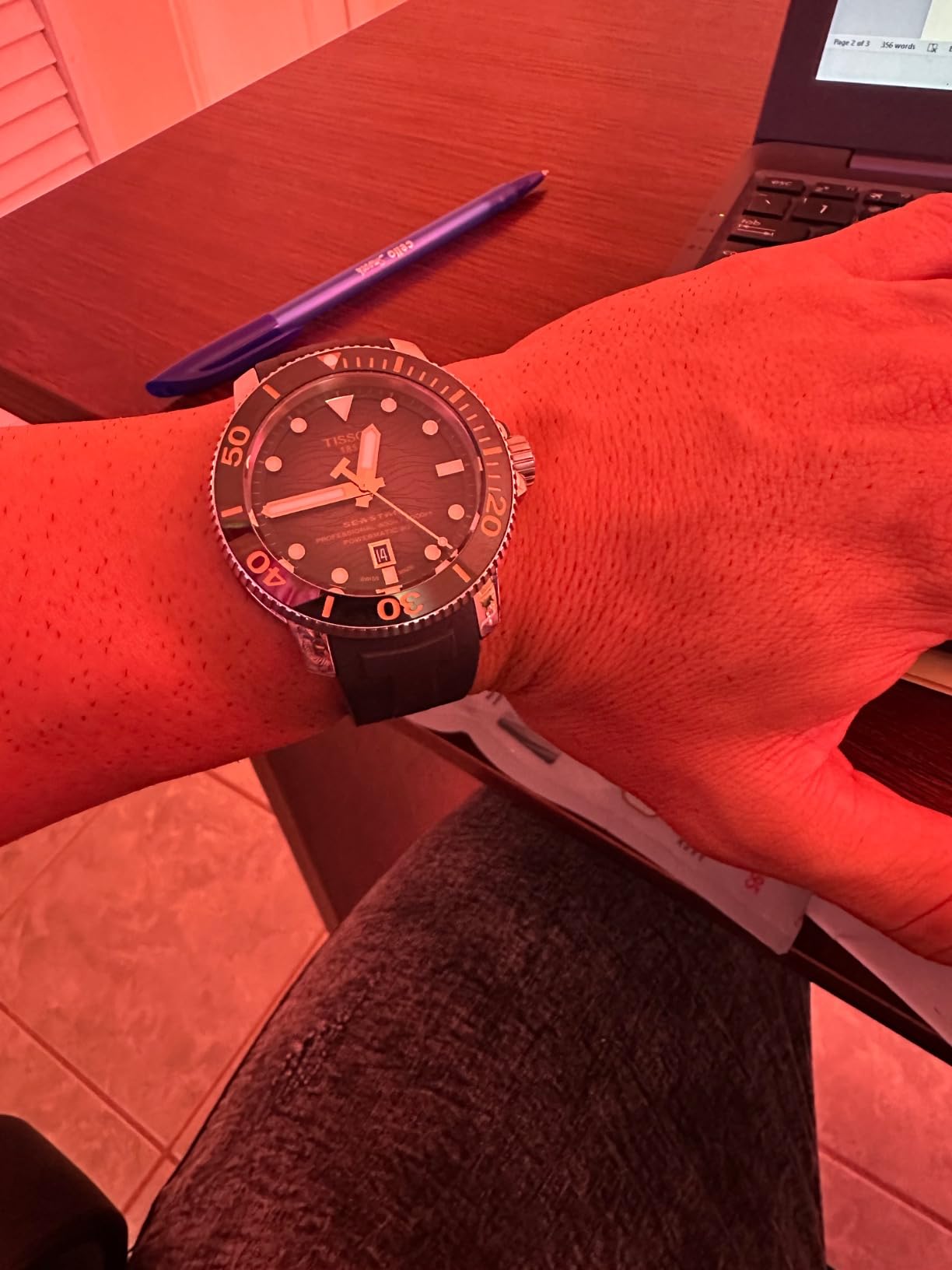 Mens Tissot Seastar 2000 Professional Powermatic 80 316L Stainless Steel case Automatic Watch, Black, Rubber, 22 (T1206071744101) customer photo 2