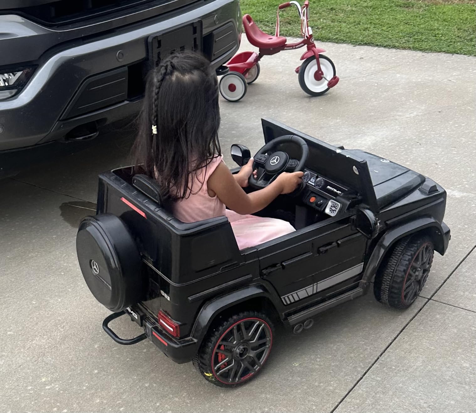 ANPABO Licensed Mercedes-Benz G63 Car for Kids, 12V 7AH Ride on Car w/Parent Remote Control, LED Headlights, Music Player & Horn, Soft Start, Low Battery Prompt, Kids Electric Car, White customer photo 1