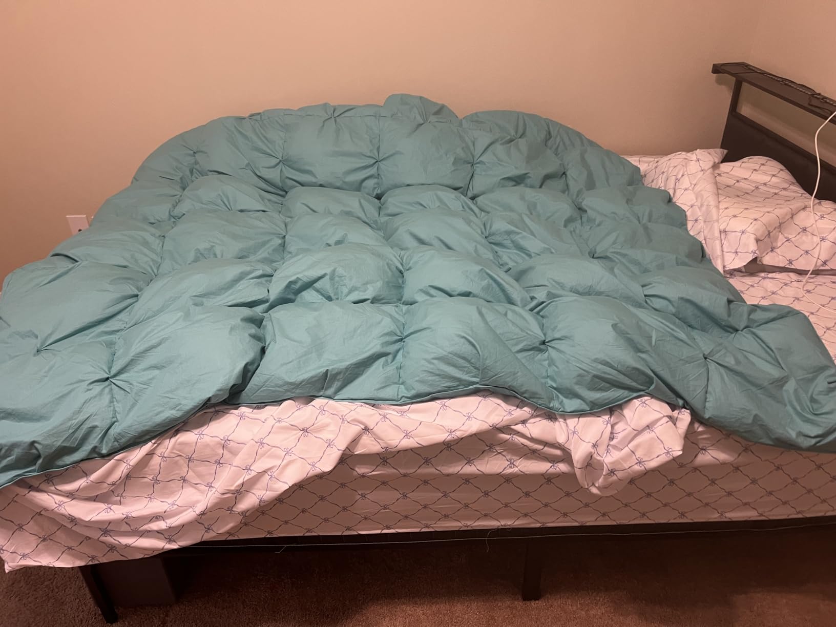 Three Geese Pinch Pleat Waterfowl Feathers and Down Comforter Queen Size Duvet Insert, 1200TC 100% Cotton Fabric, Premium All Seasons BlackGrey Warm Hotel Comforter with 8 Tabs customer photo 1