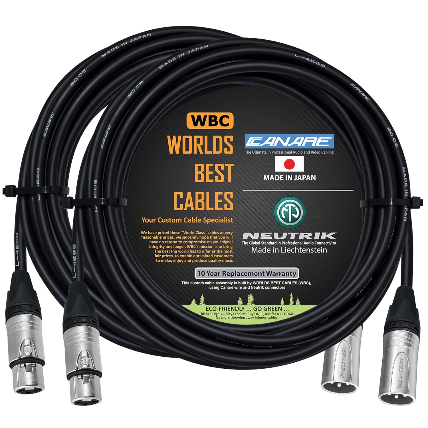 2 Units - 50 Foot Quad Balanced Microphone Cable Custom Made Using Canare L-4E6S Wire and Neutrik Silver NC3MXX Male & NC3FXX Female XLR Plugs customer photo 1