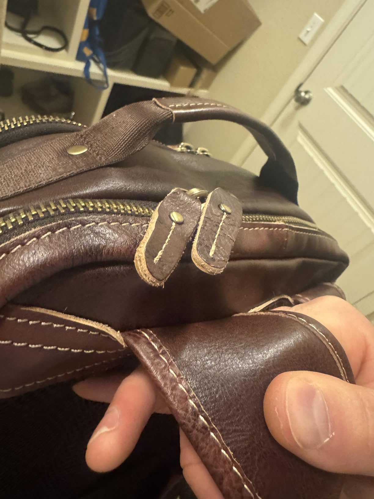 Vintage Genuine Leather Backpack for Men, 15.6