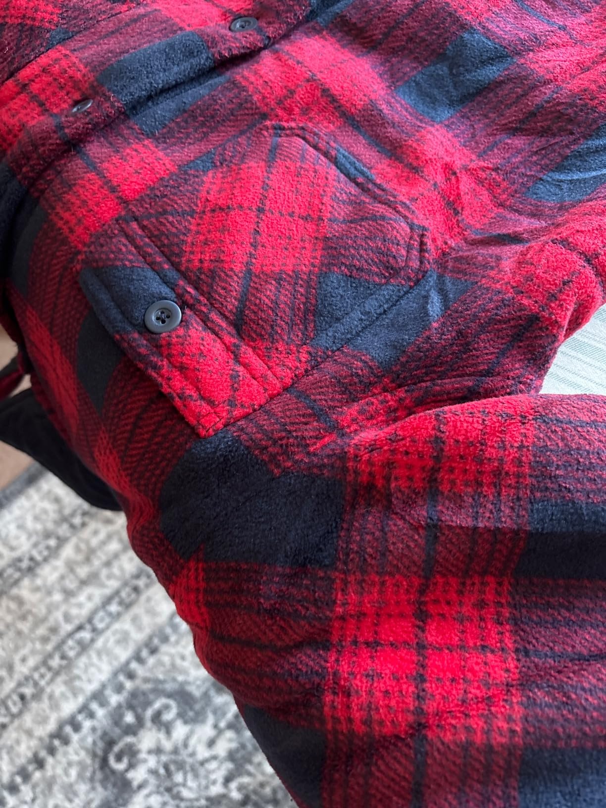 Mens Flannel Shirts Jacket Fleece Sherpa Lined Heavyweight Button Down Plaid Shirts Coat Long Sleeve with Pockets customer photo 2