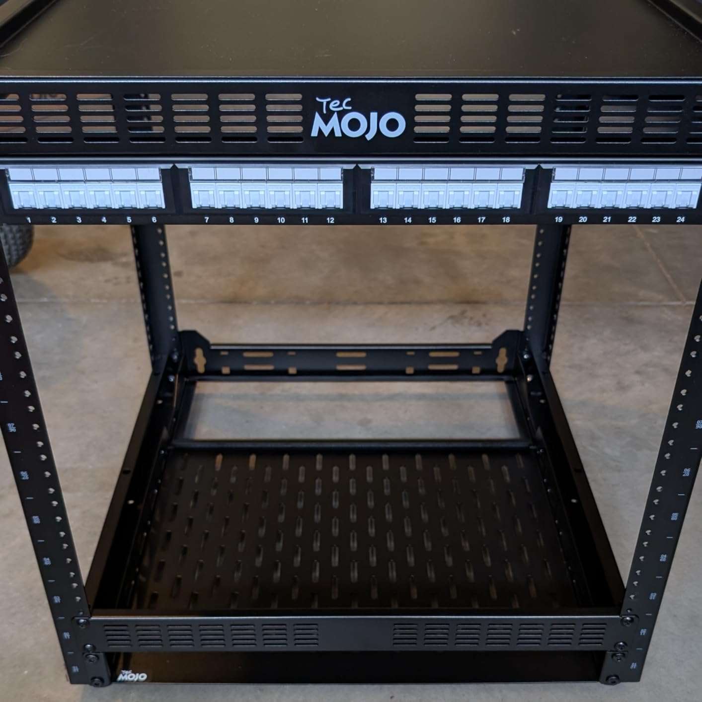 Tecmojo 12U Open Frame Network Rack for IT & AV Gear, AV Rack Floor Standing or Wall Mounted, with 2 PCS 1U Rack Shelves & Mounting Hardware, Network Rack for 19