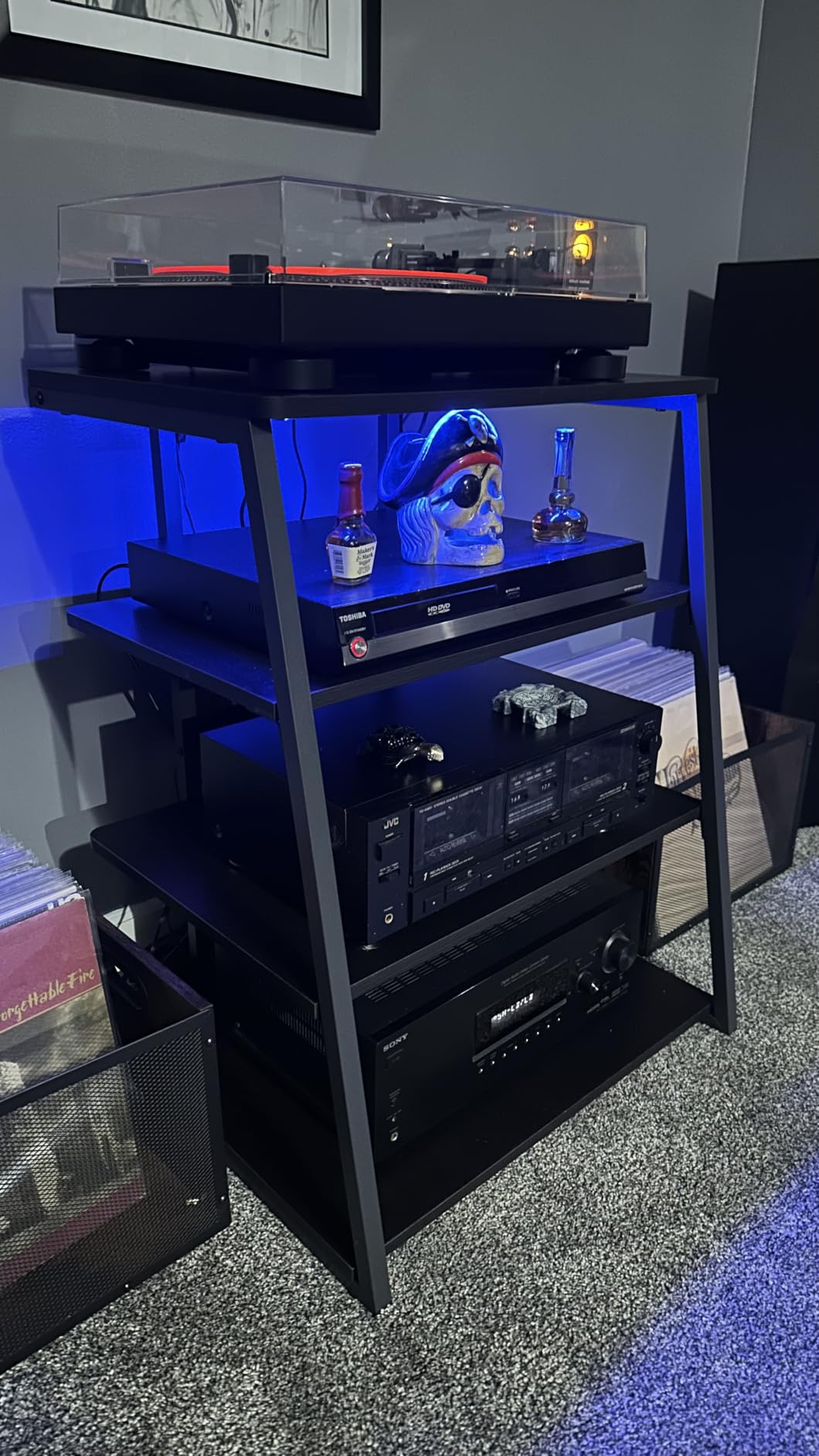 Armocity 5-Tier AV Media Stand with Power Strips, Media Console with LED Lights, Audio Tower Rack with Adjustable Shelves, Stereo Stands and Racks, 40.8 inch, Black Ebony customer photo 2