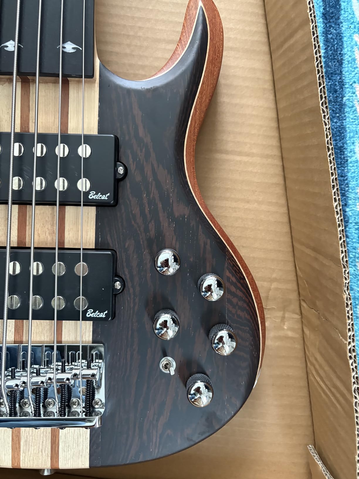 TARIO Fretless 5 string electric bass Guitar Millettia Laurentii Top Okoume body composite ebony fingerboard customer photo 2