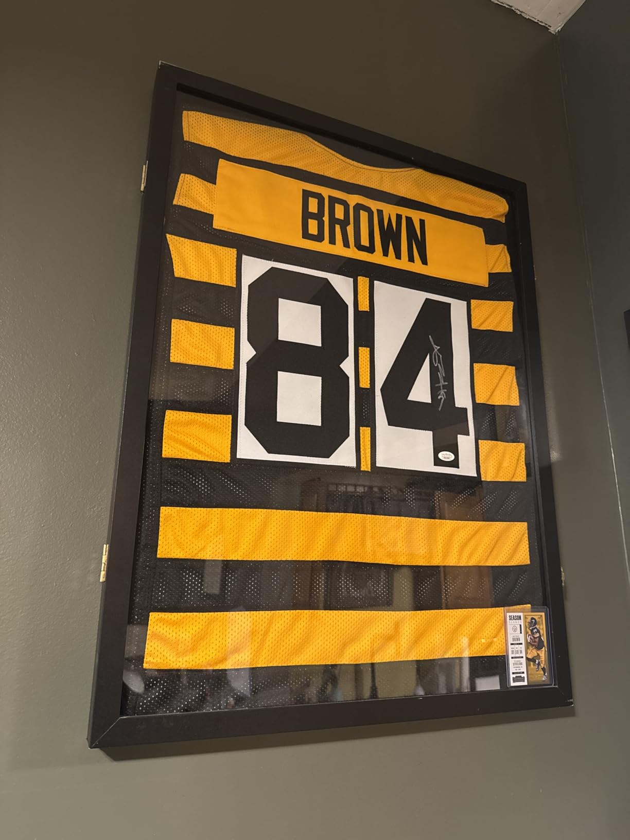 Jersey Wooden Frame Display Case - Shadow Box with 98% UV Protection Acrylic and Hanger for L or XL Baseball Basketball Football Hockey Sport Shirt and Uniform Gifts for Men (Black, 1 Pack) customer photo 1