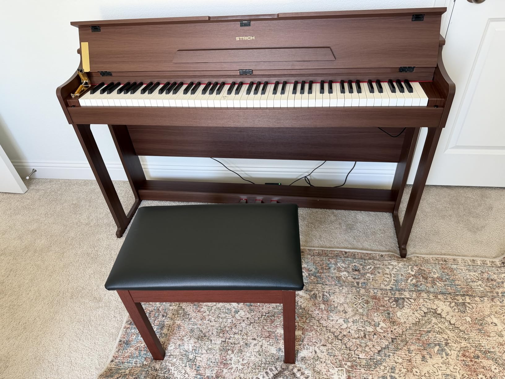 STRICH Digital Piano 88 Keys, Hammer-Action Weighted Keyboard, Full Size Electric Piano Keyboard with Furniture Stand, 25Wx2 Speakers, USB-MIDI/Wireless Connect, SDP-300W customer photo 1