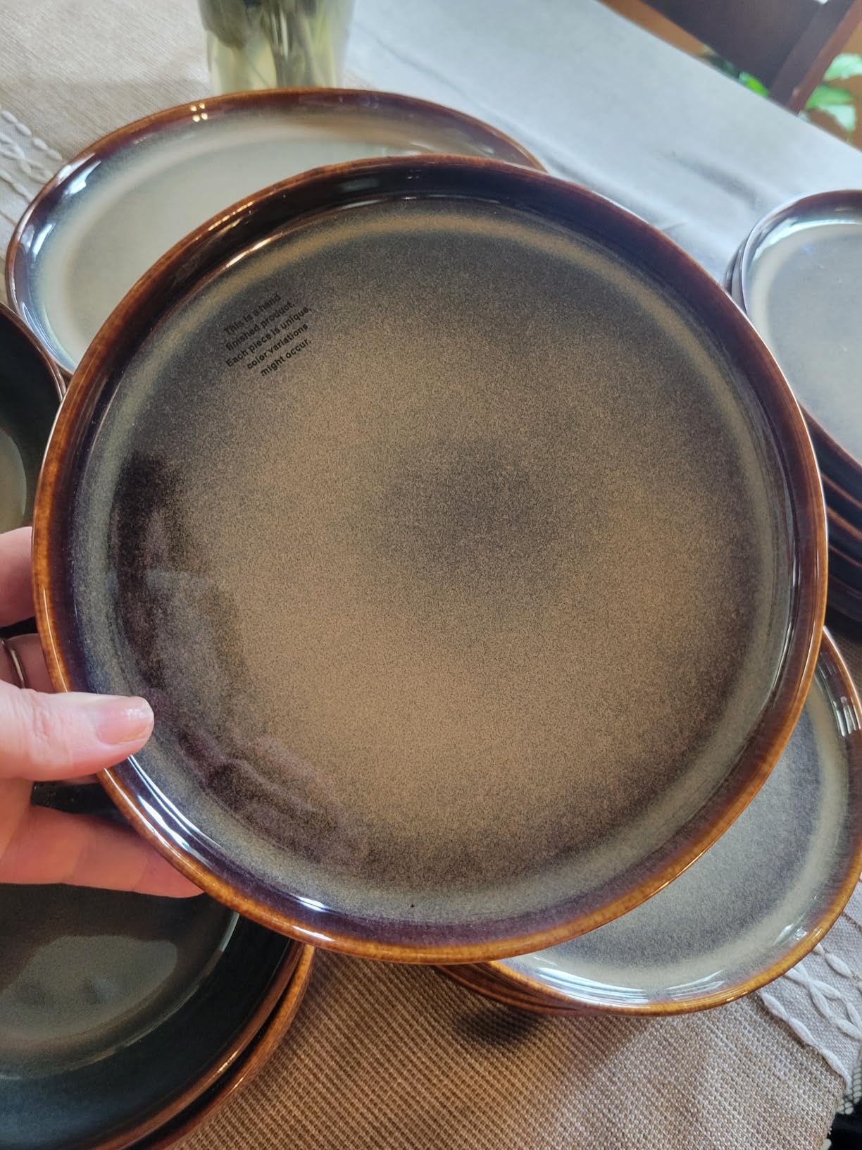 TheTerra Ceramic Dinnerware Sets for 4, 12 Pieces Handmade Reactive Glaze Plates and Bowls Set, Scratch Resistant Dish Set, Oven & Microwave & Dishwasher Safe customer photo 2