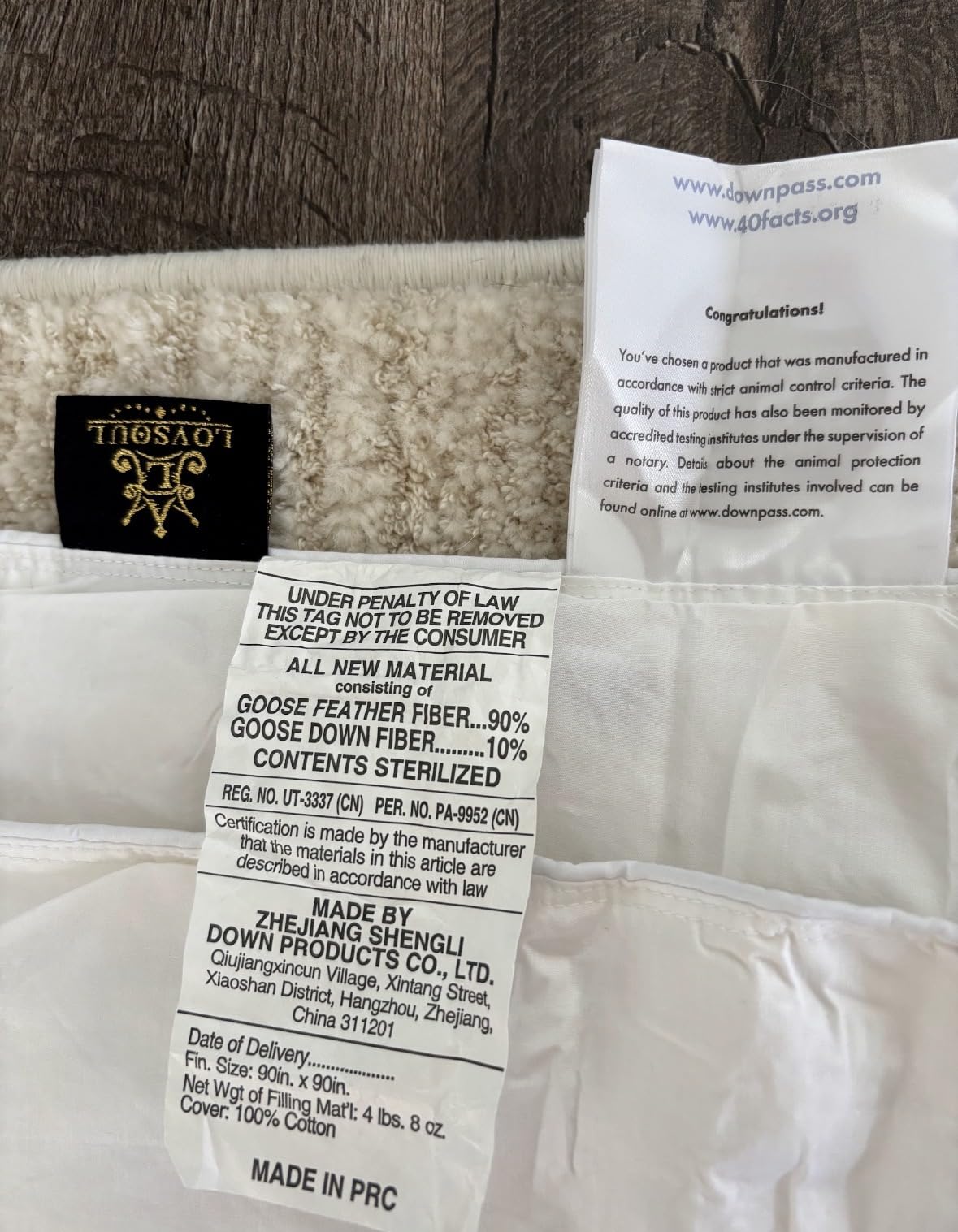 L LOVSOUL Goose Feather Down Fiber Comforter Queen Size, 100% Organic Cotton Fabric Duvet Insert,1200TC,750+Fill Power, Hotel Collection, All Season Grey Bedding Comforters with 8 Tabs customer photo 2