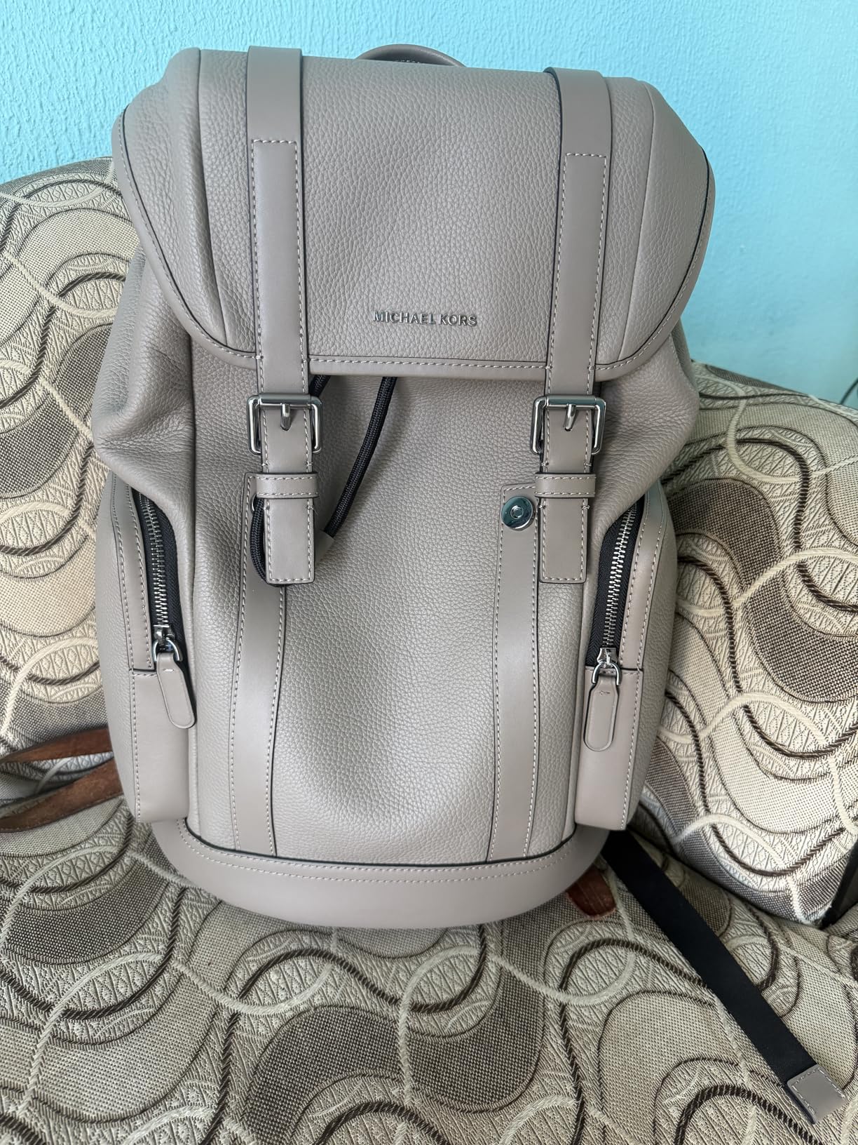 Michael Kors Men's City Buckle Backpack, Silver Tone-Hardware/Black customer photo 1