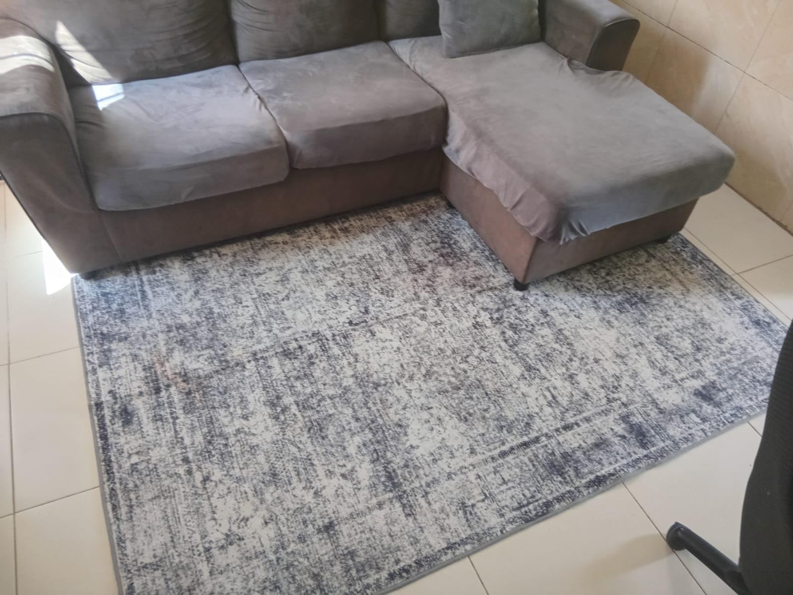 Washable Area Rug 5' x 7' Vintage Traditional Persian Mat - Foldable Distressed Non-Slip Machine Washable Carpet for Living Room Bedroom Kitchen Home Decor - Graphite and Mist customer photo 1