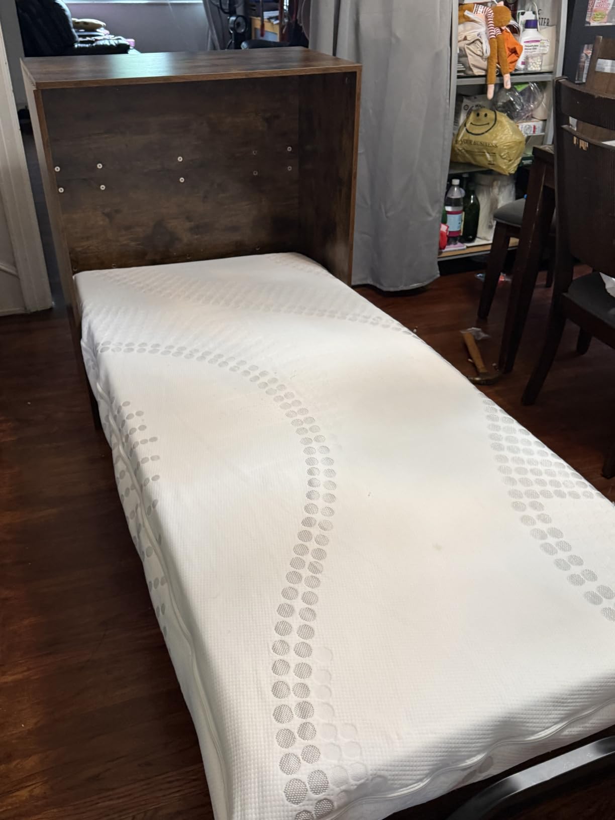 KOMFOTT Murphy Bed Cabinet, Rolling Folding Bed into Cabinet with Mattress & Lockable Wheels, Folding Bed Frame for Small Space, Roll Away Pull Out Murphy Bed for Guest Room Office customer photo 1