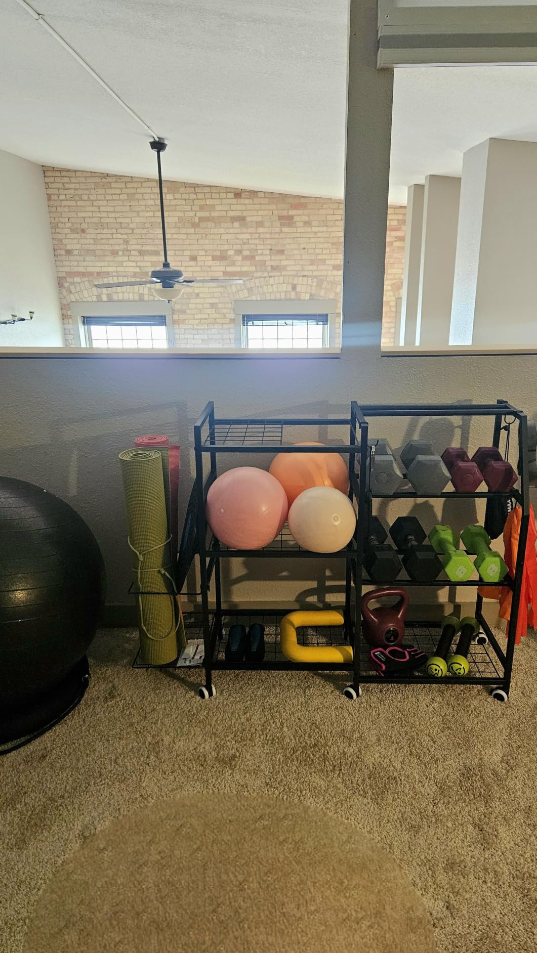 Dumbbell Rack, Weight Rack for Home Gym, Yoga Mat Storage Rack, Exercise Equipment Storage with Wheels and Hooks, Home Gym Equipment Organizer for Kettlebells customer photo 2