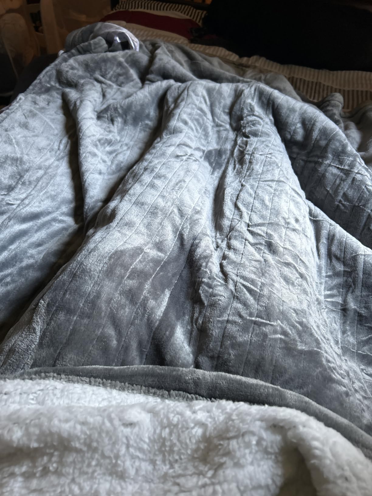 Bedsure Heated Blanket Full Size, Soft Electric Blanket with Preheat, Grey | 6 Heat/6 Timer Settings, 8H Auto Shut-Off, ETL/FCC, Flannel Sherpa, Machine Washable, Gifts for Grandma Grandpa, 72x84in customer photo 1