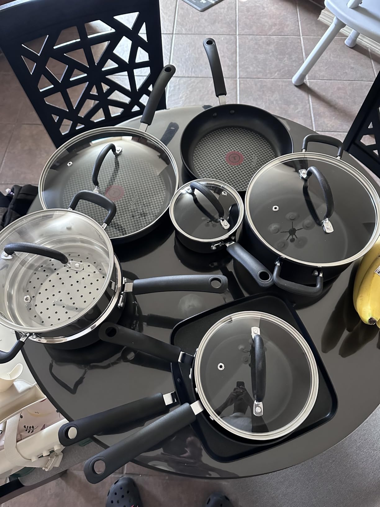 T-Fal Ultimate Hard Anodized 12-Piece Ceramic Nonstick Cookware Set, Oven Safe Up to 400°F, Ceramic Pots and Pans Set, Frying Pans, Saucepan, Stockpot, Cooking Utensils, Stone customer photo 2