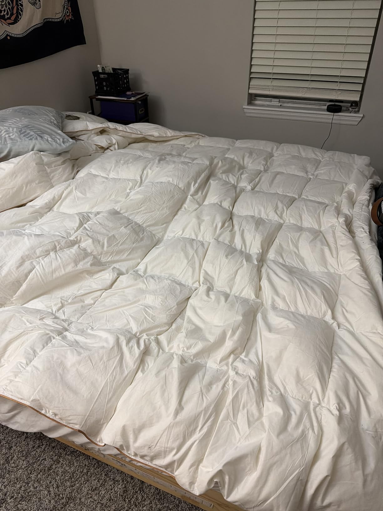 Down Comforter King Size - All Season Medium Weight Fluffy White Duvet Insert, Warm Feather Bedding, Soft 100% Cotton Cover, 90x106 Inch customer photo 2