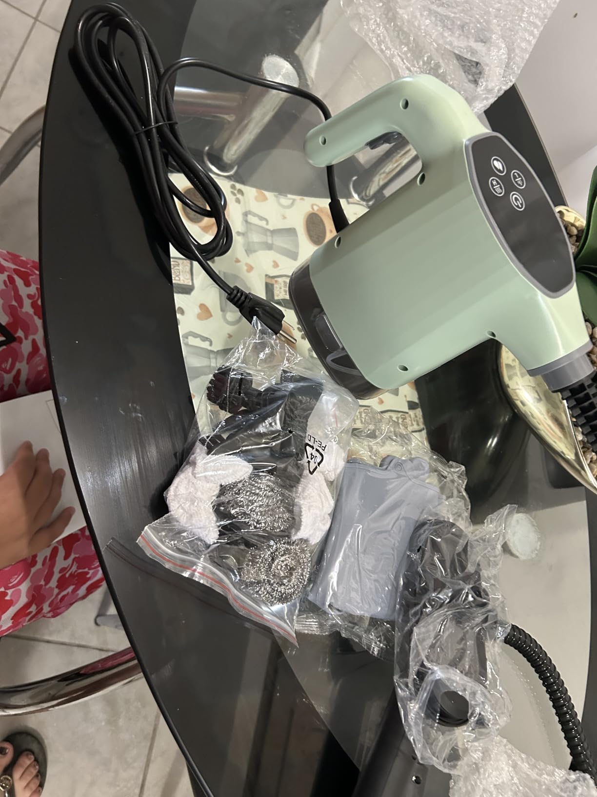 Handheld Steam Cleaner, Portable Steamer for Cleaning with 18PCS Accessories, 12s Fast Heating, Pressurized Steam Cleaner for Home, Kitchen, Bathroom, Car Detailing, Window, and Clothes, Green customer photo 1