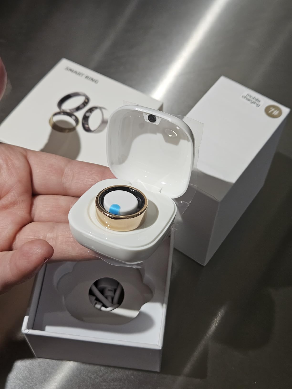 Smart Ring with Sleep Monitoring, Step Counting, Heart Rate for iPhone and Android, No Subscription Fee, IP68 Waterproof Health Tracker (Silver, 8) customer photo 1