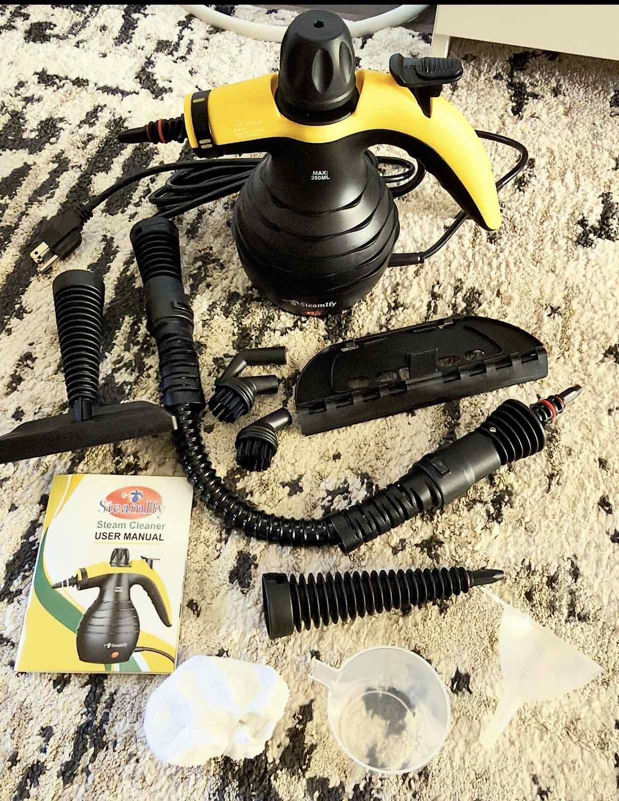 Pressurized Handheld Steam Cleaner with 10pcs Accessories & Safety Lock, Multi-Purpose & Powerful Home Use Steamer for Cleaning, Car, Bathroom, Shower, Upholstery, Grout, Window (Black) customer photo 2